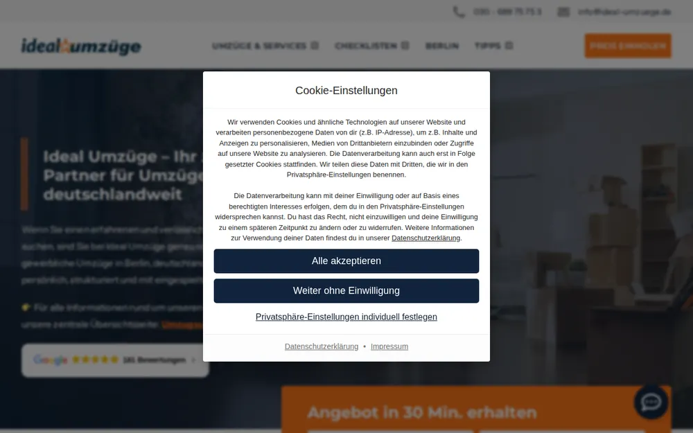 Ideal Dienstleistungen GmbH - Umzüge, Entrümpelungen & Malerarbeiten homepage