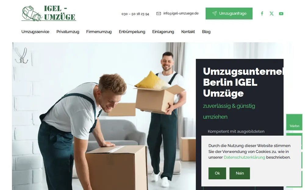 IGEL Umzüge homepage