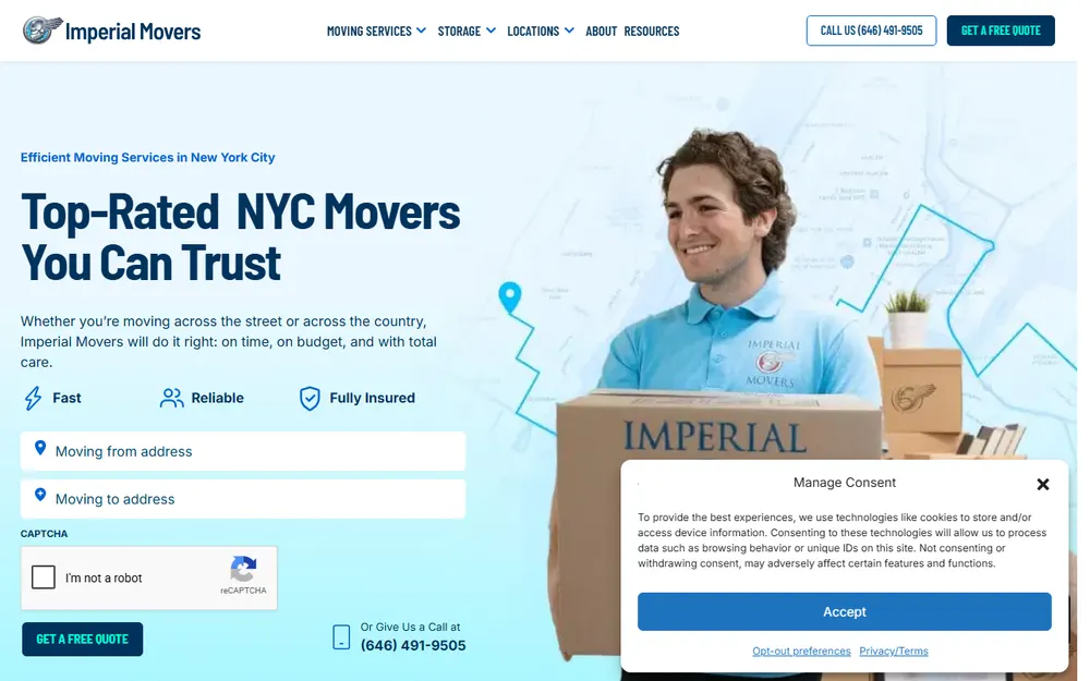 Imperial Moving & Storage homepage