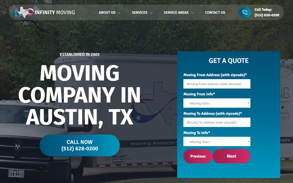 Infinity Moving Company homepage