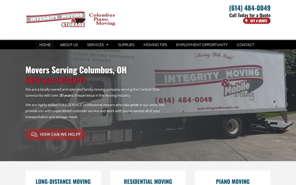 Integrity Moving and Storage homepage