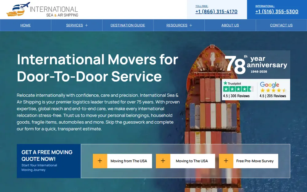 International Sea & Air Shipping homepage