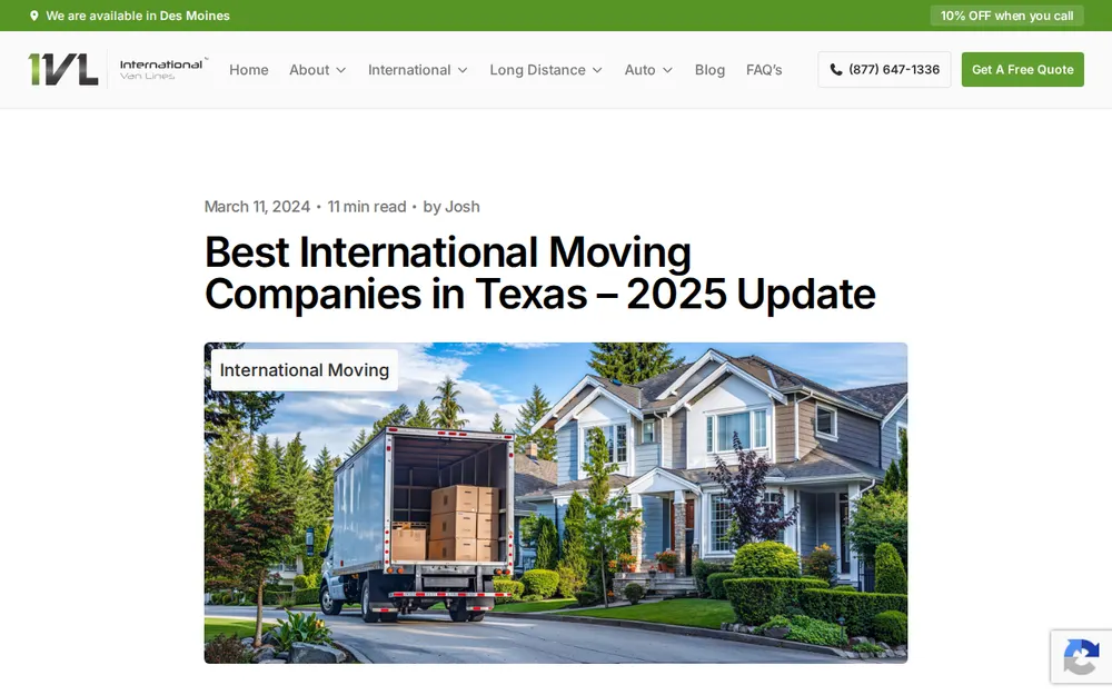International Van Lines homepage