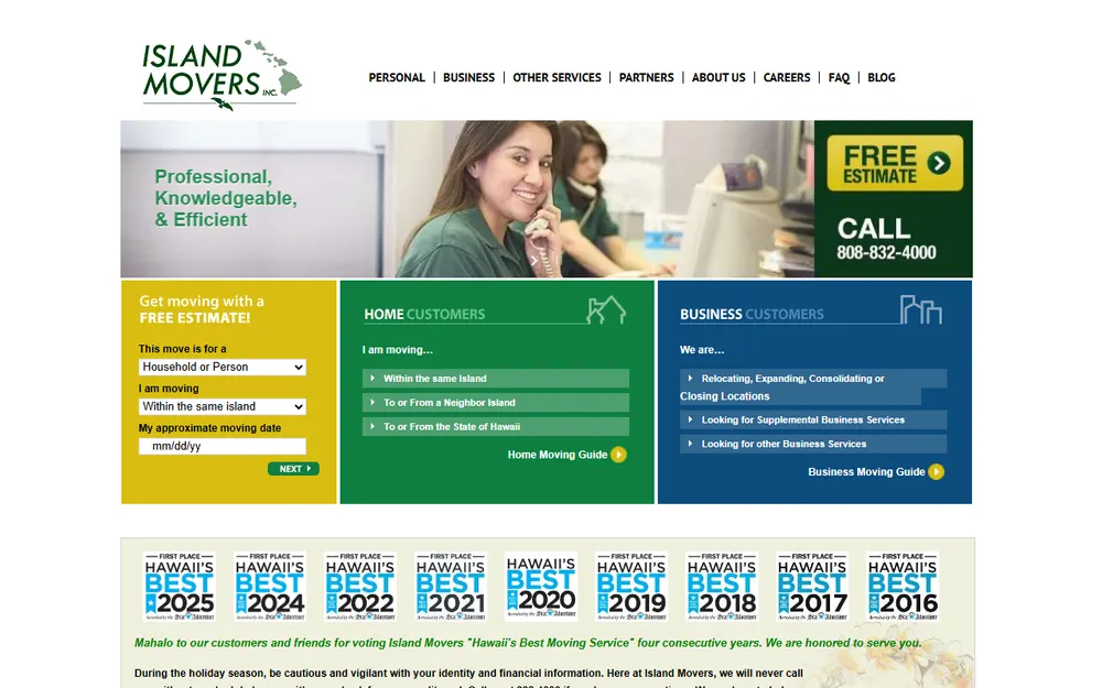 Island Movers Inc. homepage