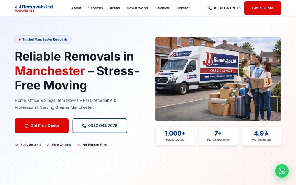 J J Removals Ltd - Removals Company in Manchester homepage