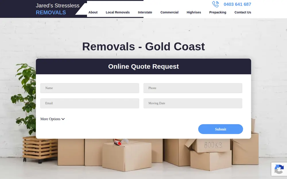Jared's Stressless Removals homepage