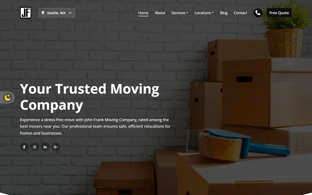 John Frank Moving Company Charlotte homepage