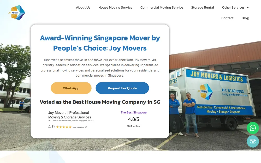 Joy Movers homepage