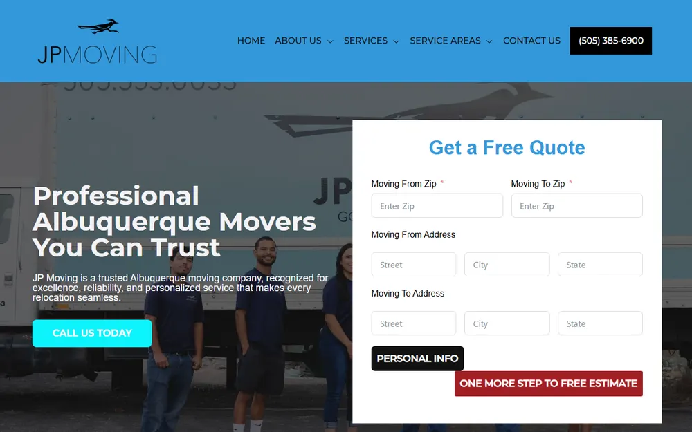 JP Moving homepage