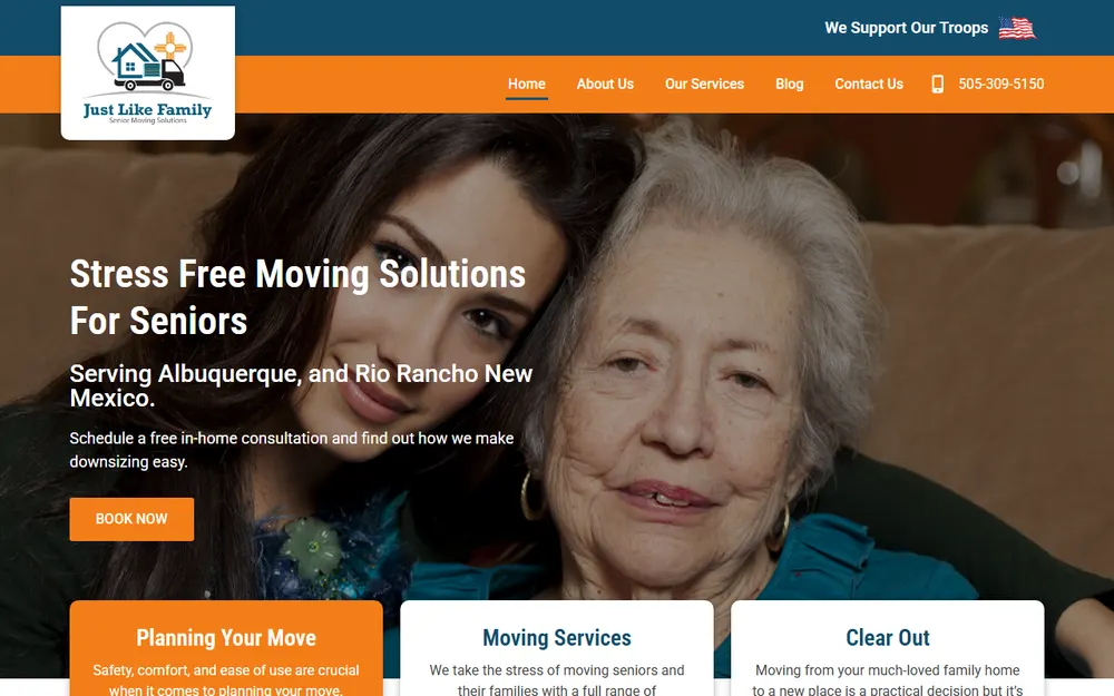 Just Like Family-Senior Moving Solutions homepage