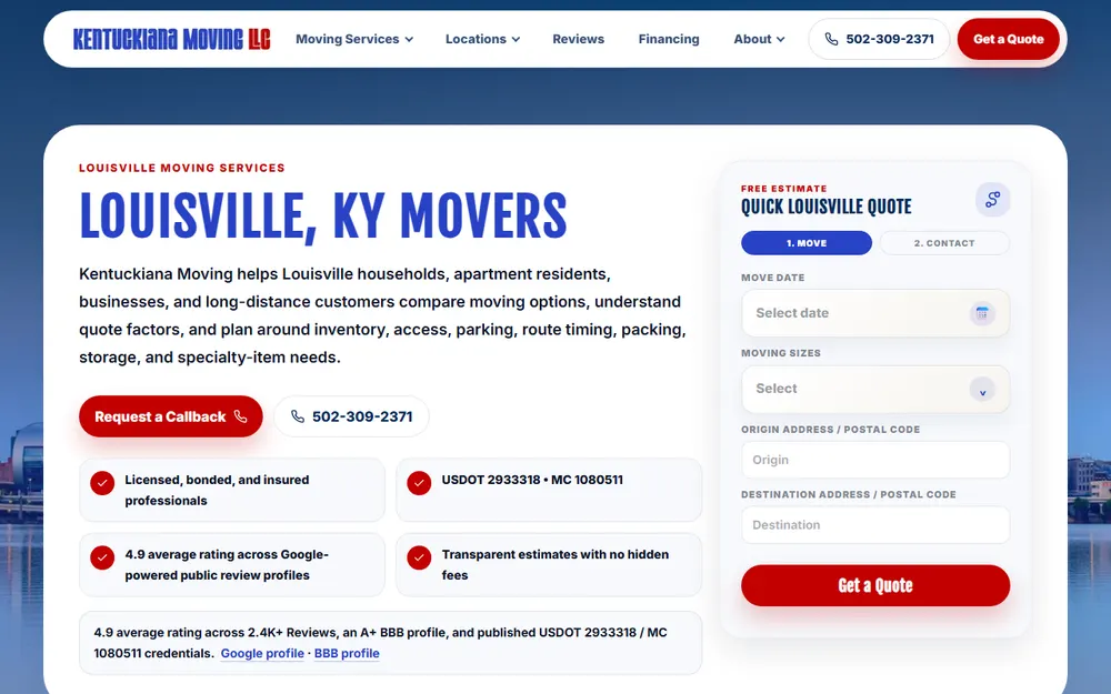 Kentuckiana Moving Louisville LLC homepage