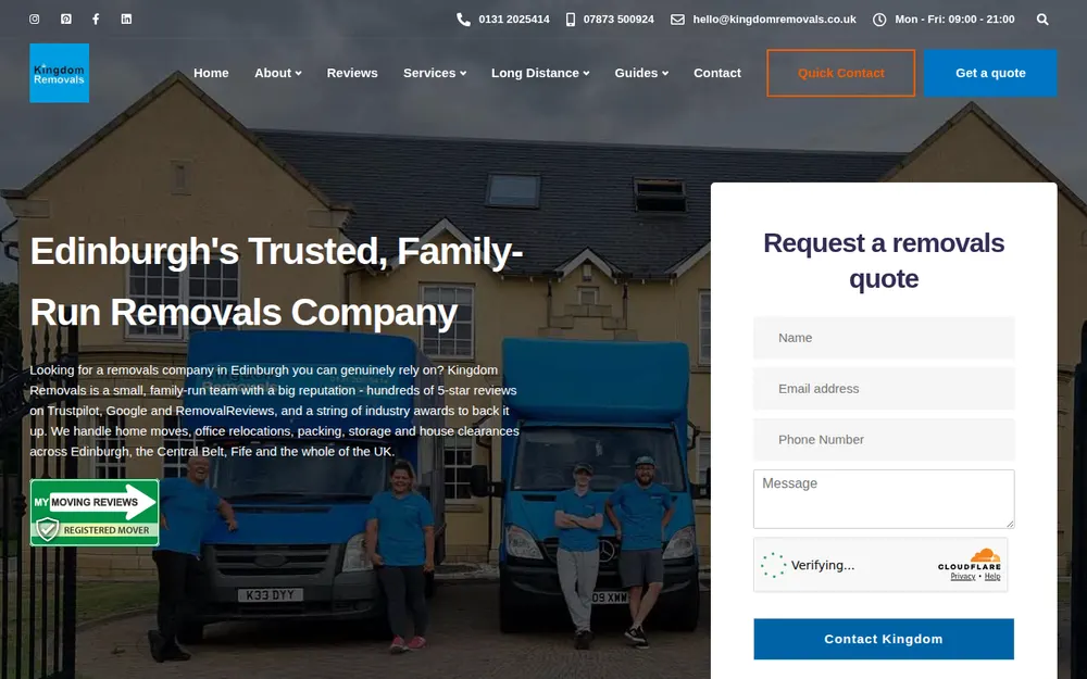 Kingdom Removals homepage
