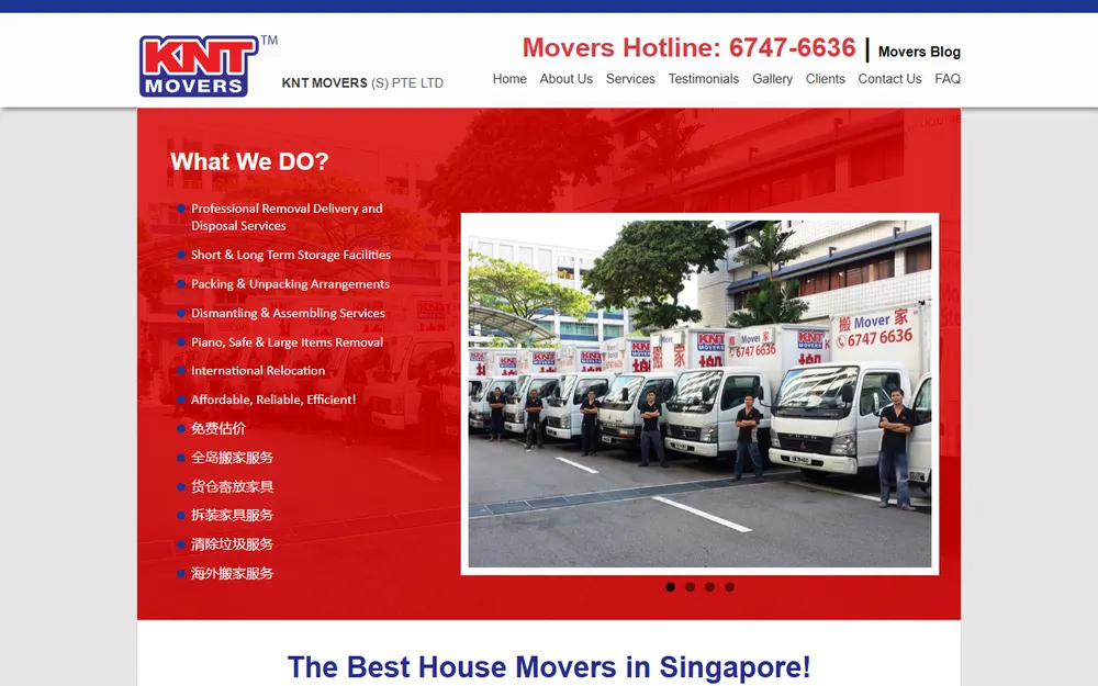 KNT Movers Singapore homepage