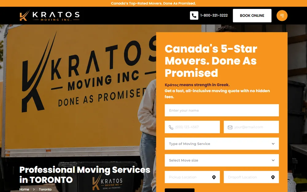 Kratos Moving Company homepage