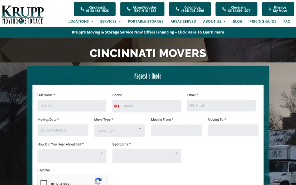 Krupp Moving And Storage: #1 Cincinnati Moving Company homepage