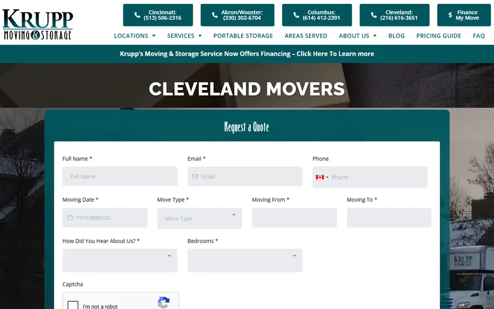 Krupp Moving & Storage homepage