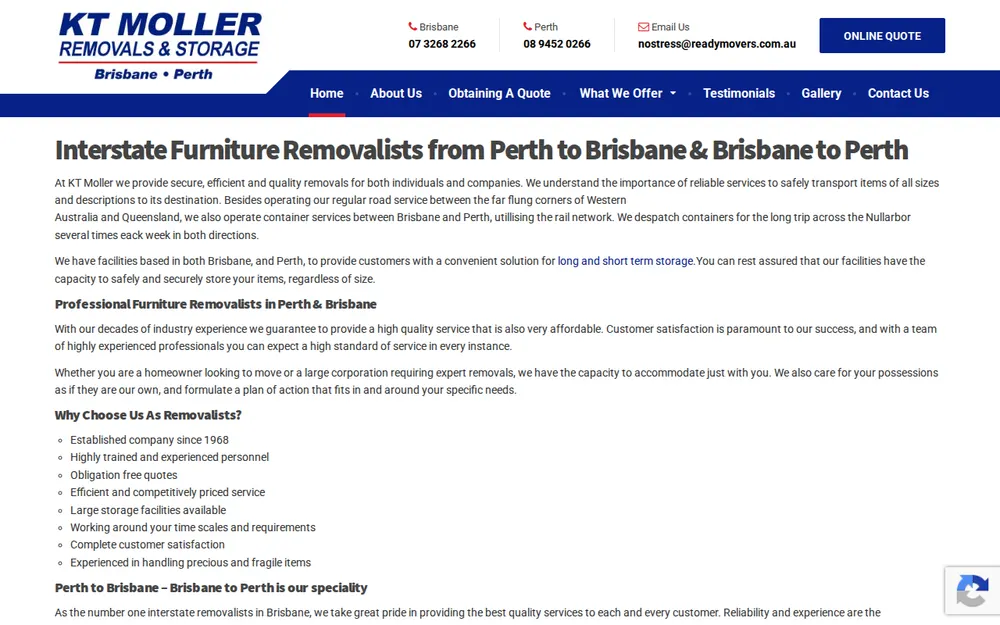 KT Moller Removals & Storage homepage