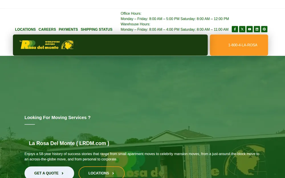 La Rosa Del Monte Worldwide Movers homepage