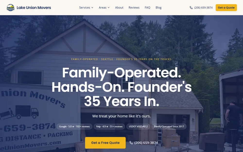 Lake Union Movers, LLC. homepage