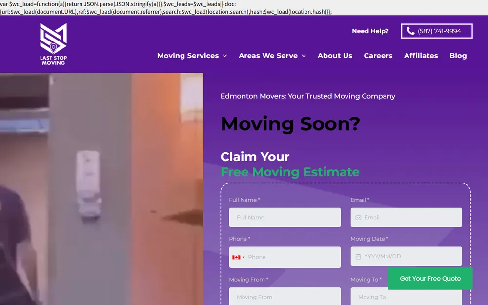 Last Stop Moving homepage