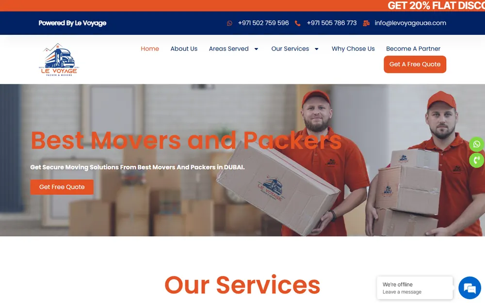 Le Voyage Packer & Movers LLC - Professional Movers Packers Dubai homepage