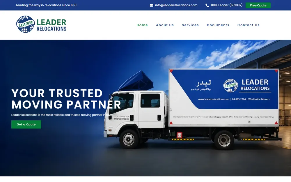 Leader Relocations homepage