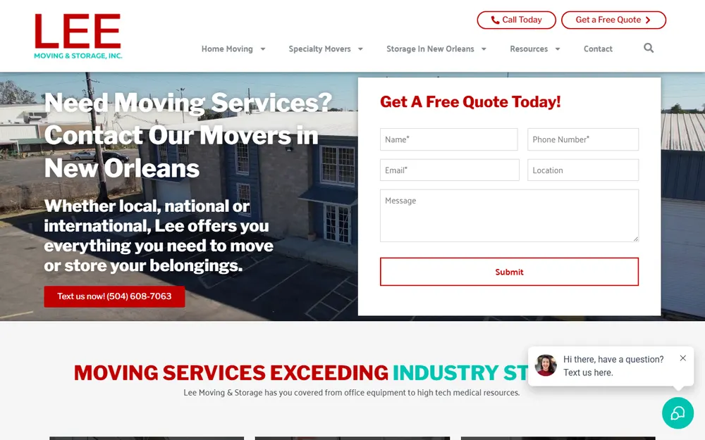 Lee Moving & Storage, Inc. homepage