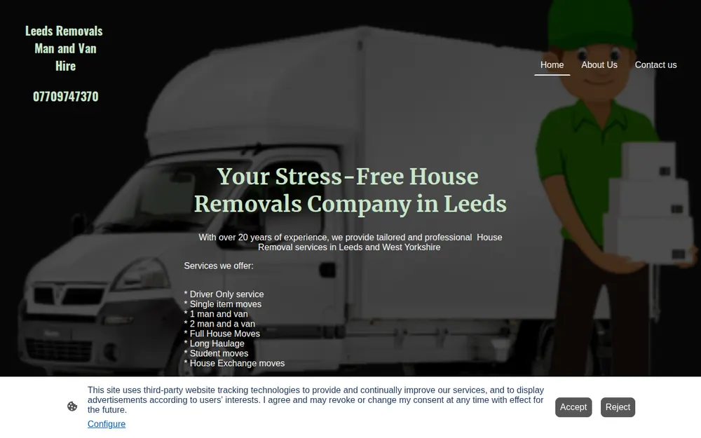 Leeds House Removals Man and Van Hire homepage