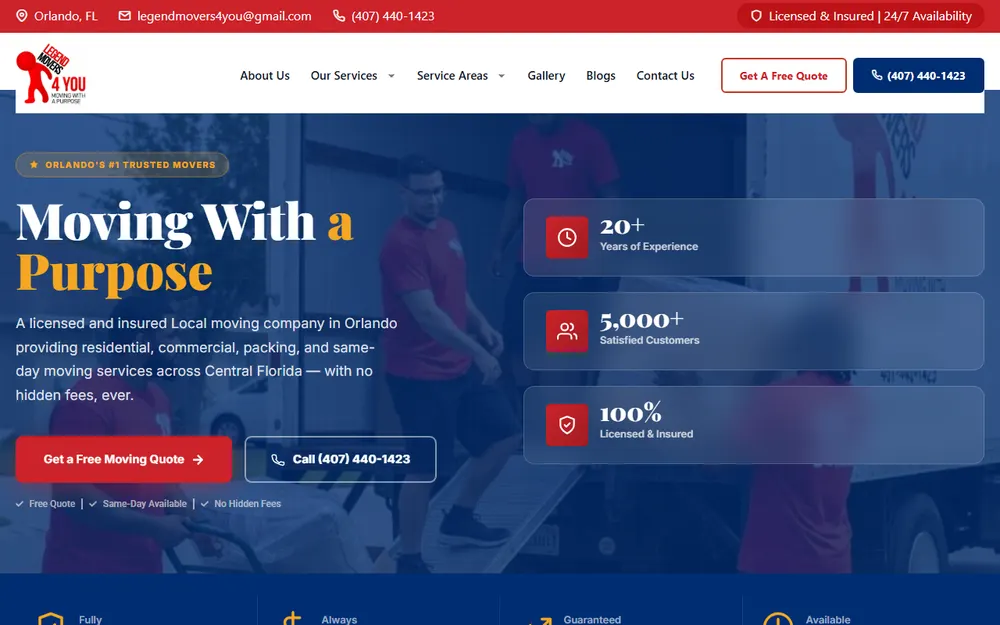 Legend Movers 4 You homepage