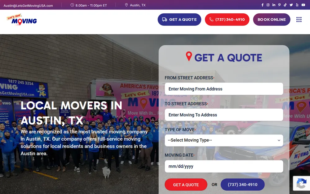 Let's Get Moving Austin homepage