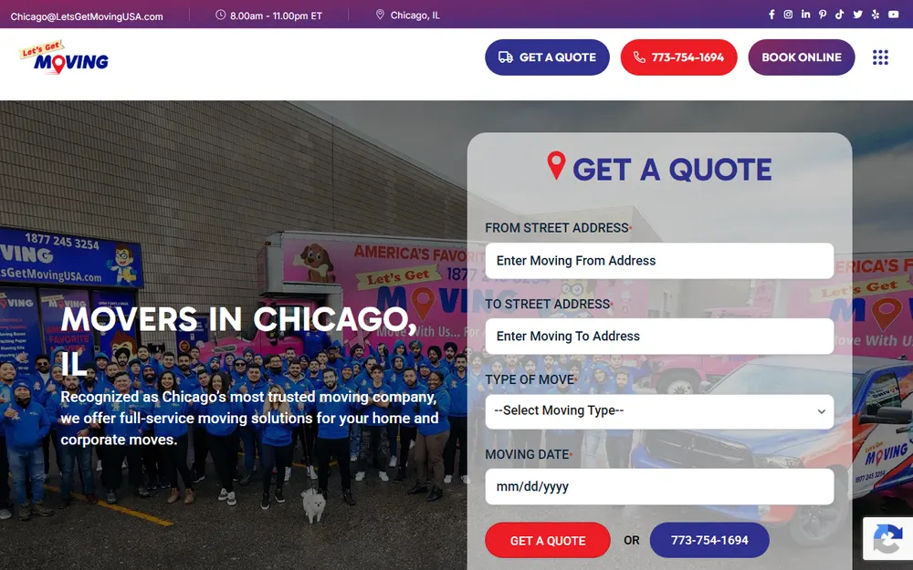 Let's Get Moving Chicago homepage
