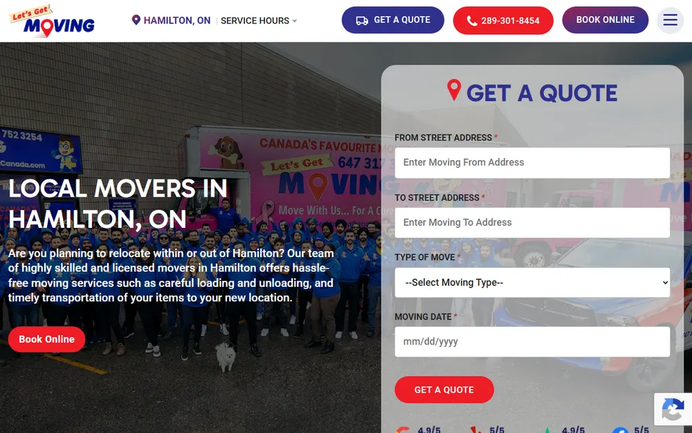 Let's Get Moving Hamilton homepage