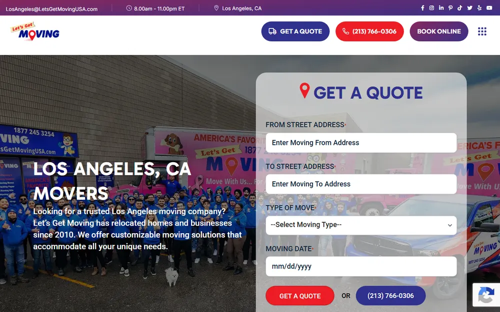 Let's Get Moving Los Angeles homepage