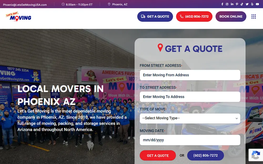 Let's Get Moving Phoenix homepage