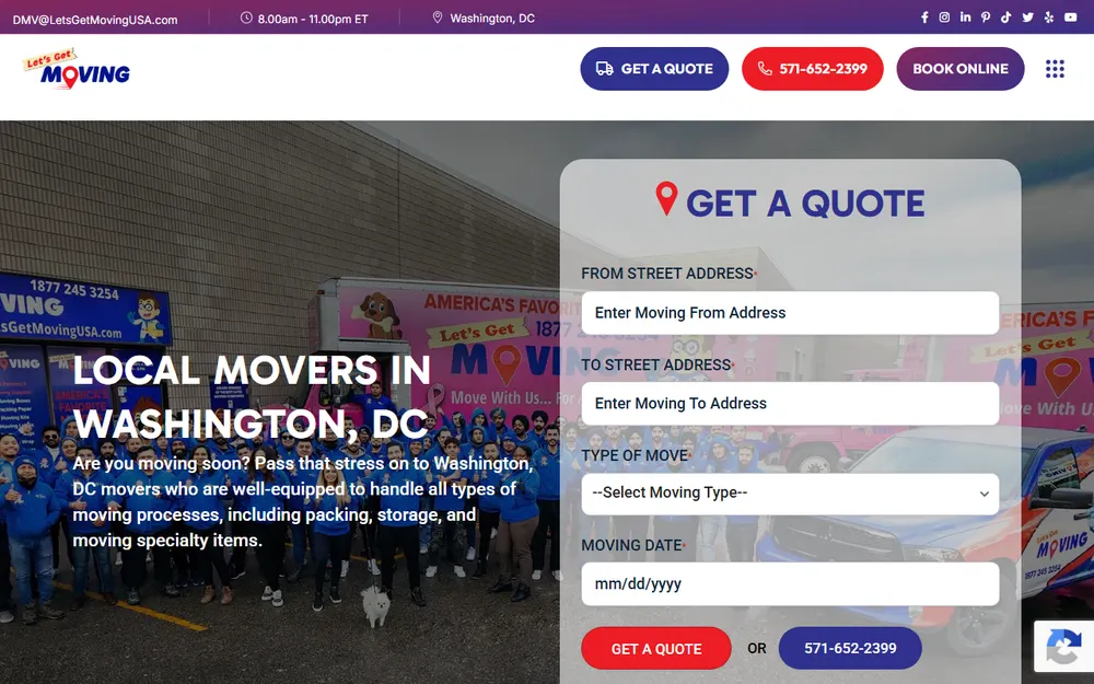 Let's Get Moving Washington DC homepage