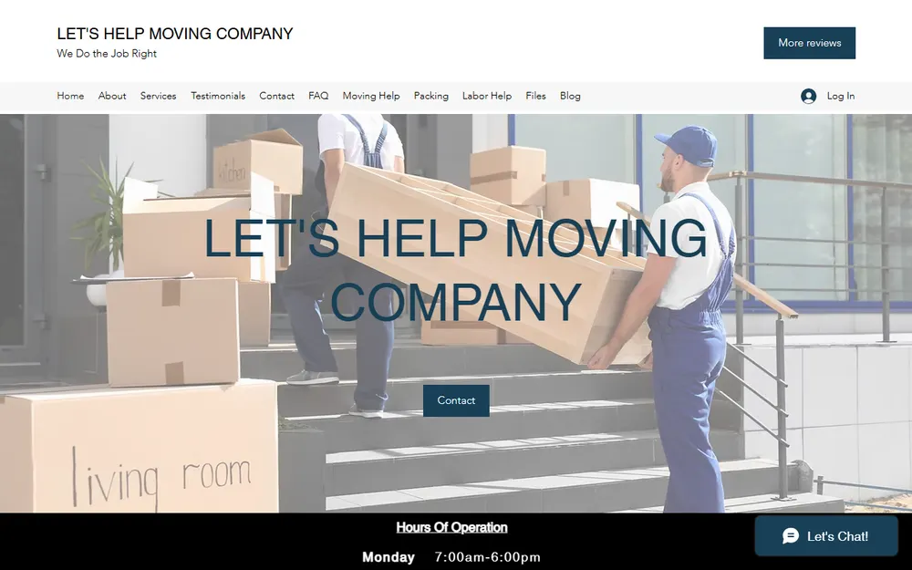 Let's Help Moving Company homepage
