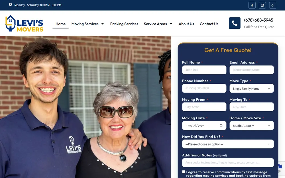 Levi's Movers homepage