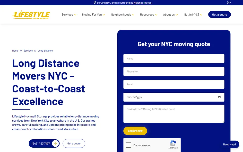 Lifestyle Moving & Storage Miami homepage