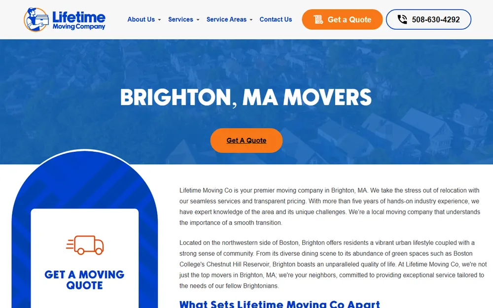 Lifetime Moving Co homepage