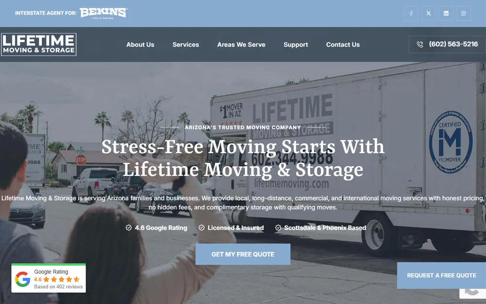Lifetime Moving & Storage homepage