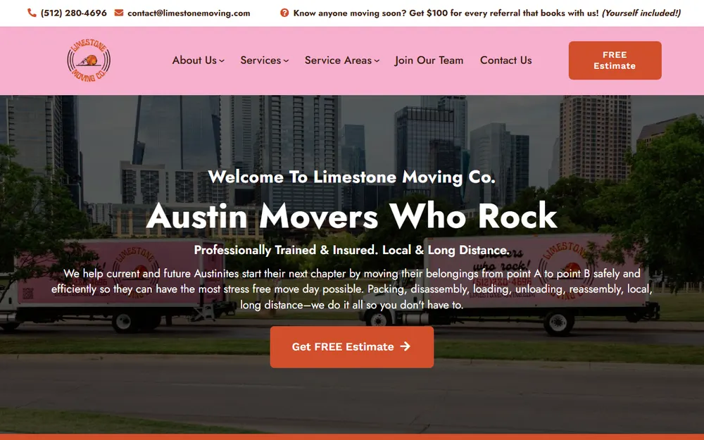 Limestone Moving Co. homepage