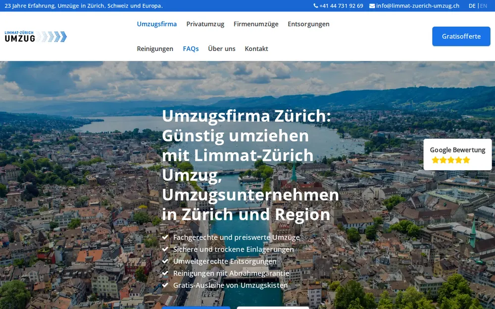 Limmat-Zürich Umzug GmbH homepage