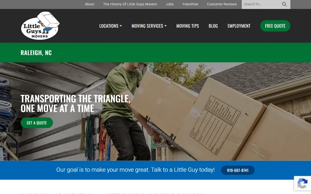 Little Guys Movers Raleigh homepage