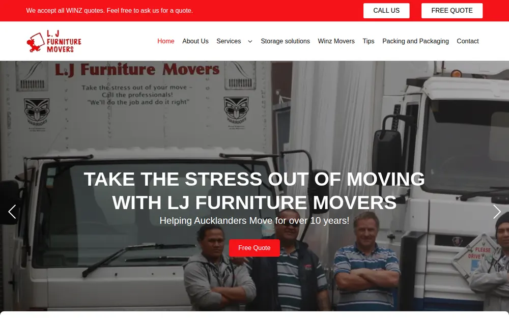 LJ Furniture Movers homepage