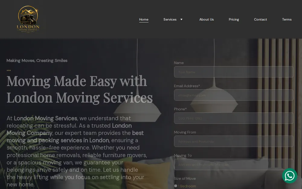 London Moving Services homepage
