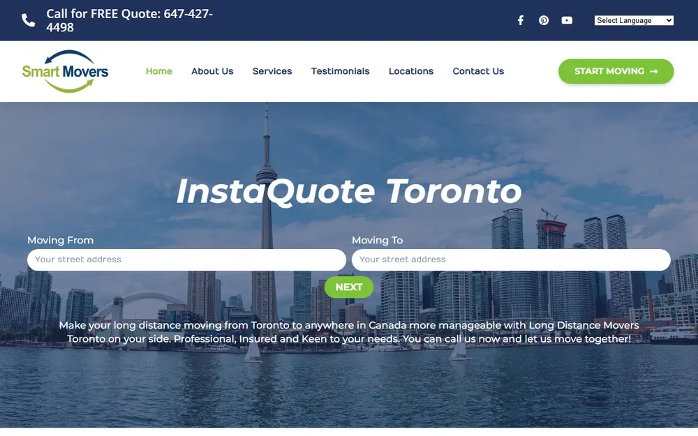 Long Distance Movers Toronto homepage