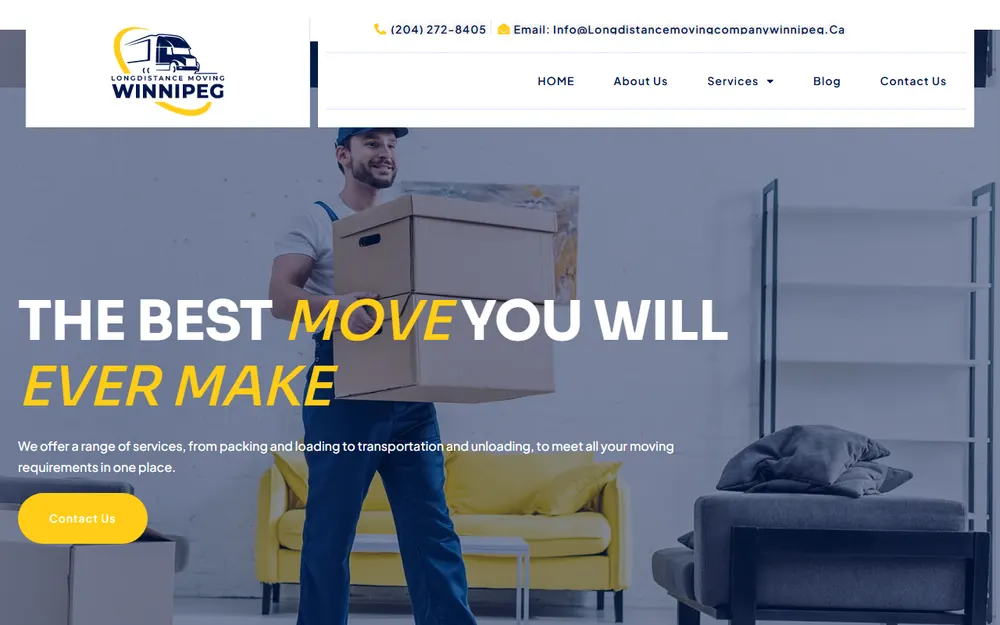 Long Distance Moving Company Winnipeg homepage