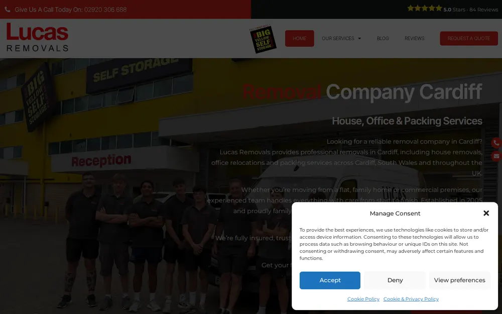 Lucas Removals homepage