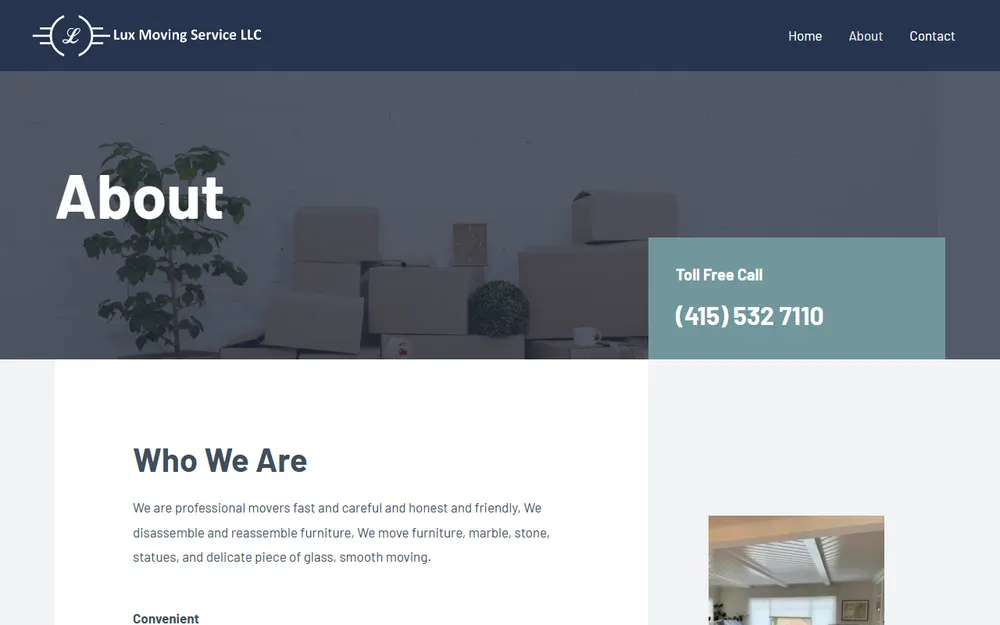 Lux Moving Service LLC homepage