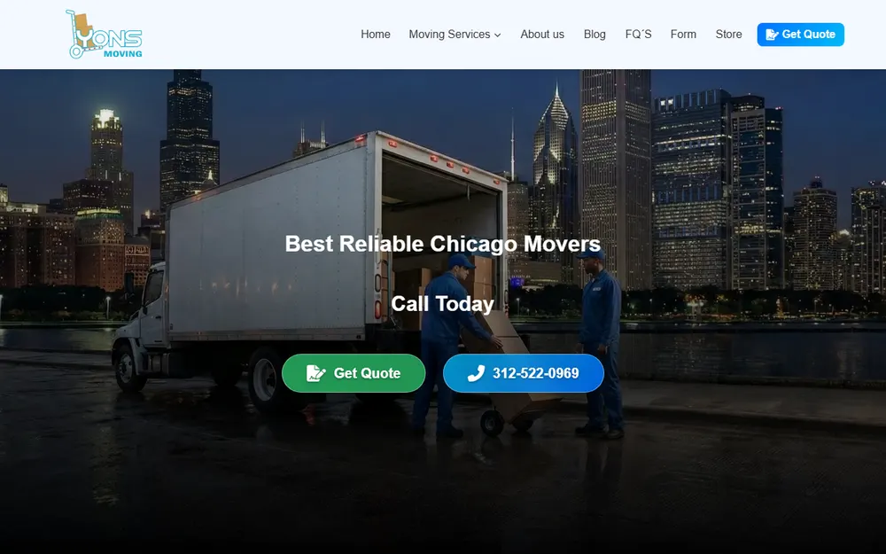 Lyons Moving homepage